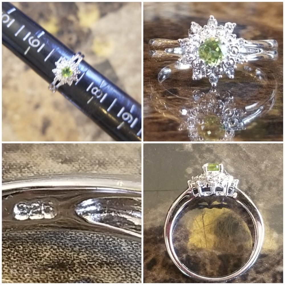 Genuine .50ct Peridot and White Sapphire Ring 7 - Picture 5 of 5